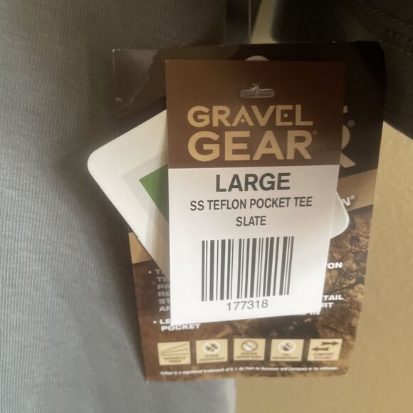 Gravel Gear SS Teflon Slate Green Pocket Tee Shirt Mens Size Large - Picture 5 of 11
